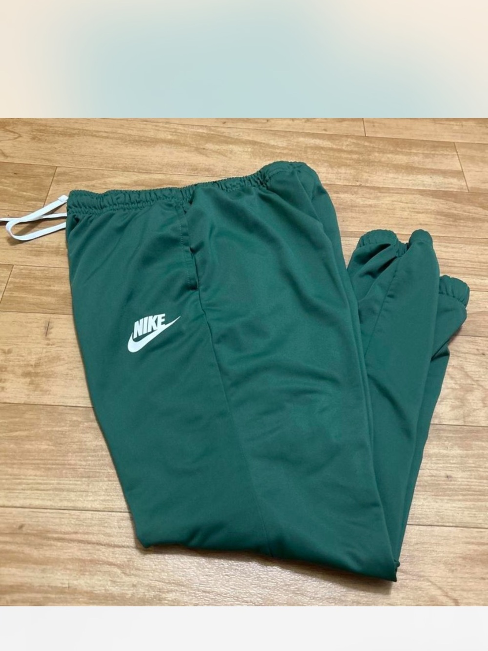 Nike Kids Dark Green Athletic Joggers with White Swoosh